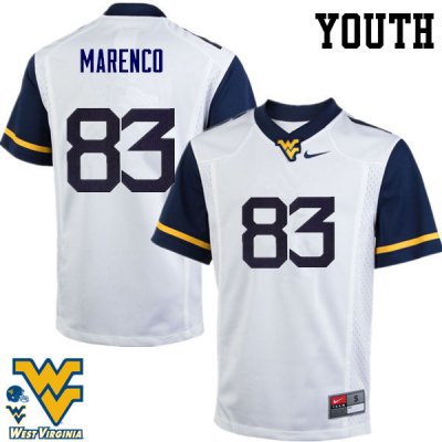 Youth West Virginia Mountaineers NCAA #83 Alejandro Marenco White Authentic Nike Stitched College Football Jersey KM15I38UM